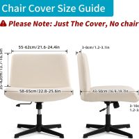 YISUN Waterproof Criss Cross Chair Cover, Stretch Armless Chair Slipcover Washable Removable Office Desk Chair Covers, Mid Back Wide Seat Accent Chairs Cover Vanity Chair Protector (Beige) - Image 3
