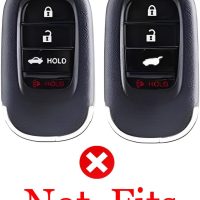 QBUC 2Pcs for Honda Key Fob Cover, fits for Honda HR-V Pilot Odyssey LX EX 2014 2015 2016 2017 2018 2019 2020 2021 2022 Key Protector Silicone Rubber Accessories 4 Buttons (Black+Black red) - Image 7