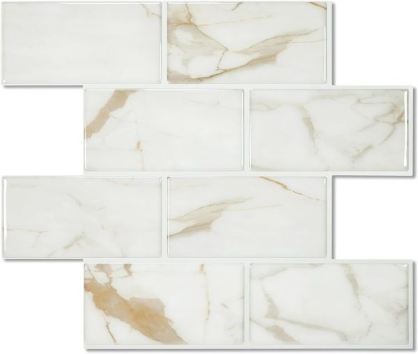 STICKGOO 10-Sheet Subway Tile Peel and Stick Backsplash, Self Adhesive Vinyl Wall Tiles, Stick on Backsplash for Kitchen and Bathroom(Thicker Design)