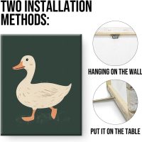 Goose Framed Wall Art Decor Cute Goose Dark Green Canvas Print Poster Painting Pictures Farm Animal Artwork for Home Boy Nursery Kid's Room Wall Decoration 8x10 Inches - Image 3