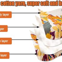 MSGKV Boho Throw Blanket 60''x80'',100% Cotton Blankets for Couch Bed,Cotton Quilt Travel Muslin Blankets Farmhouse Home Decor Soft Lightweight Picnic Blanket - Image 6
