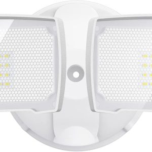 LEPOWER 3000LM Flood Light Outdoor, Switch Controlled LED Security Light, 28W Exterior Lights with 2 Adjustable Heads, IP65 Waterproof, 5500K Wall Mount Exterior LED Flood Light for Garage, Yard White