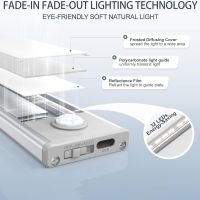 6 Pack Under Cabinet Lights Wireless, 32 LED Motion Sensor Light Indoor Rechargeable Magnetic Closet Lights Battery Operated, Under Counter Lights for Kitchen, Wardrobe, Hallway, Stairs - Image 3