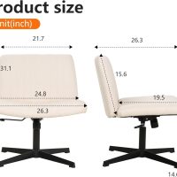 FDW Criss Cross Chair Armless Cross Legged Office Desk Chair Adjustable Swivel Ergonomic Desk Chair No Wheels U Shaped Backrest with Wide Seat Native Sponge Computer Task Vanity Chair for Home Office - Image 3