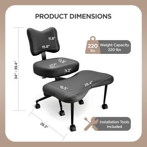 Upgraded Meditation Chair Cross Legged ADHD Office Chair for Adults with Wheels Ergonomic Back Support and Leg Rest for Multi Position Criss Cross Sitting Kneeling Fidgeting and Yoga Height Adjustable