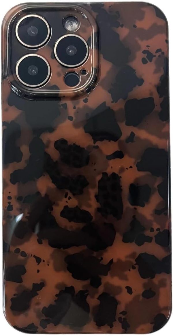 Tortoise Shell Phone Case for iPhone 15 Pro Max Retro Leopard Cheetah Print Chic Animal Pattern Cool Girls Amber Brown Soft TPU Protective Cover(for iPhone 15 Pro Max 6.7'')