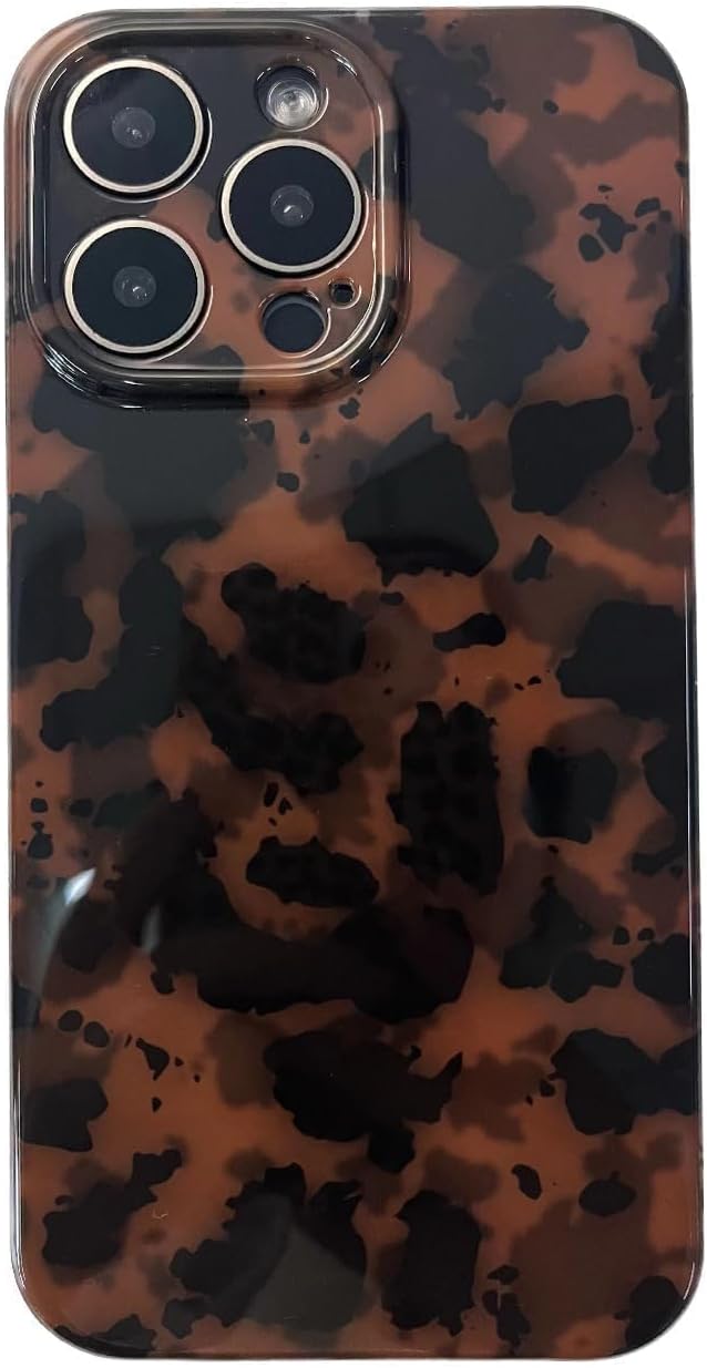 Tortoise Shell Phone Case for iPhone 15 Pro Max Retro Leopard Cheetah Print Chic Animal Pattern Cool Girls Amber Brown Soft TPU Protective Cover(for iPhone 15 Pro Max 6.7”)