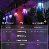 XMCOSY+ Outdoor String Lights Smart, 49Ft RGBCWIC Patio Lights Waterproof, App Control, Compatible with Alexa, Color Changing LED String Light for Outside Yard Garden Porch - Image 8