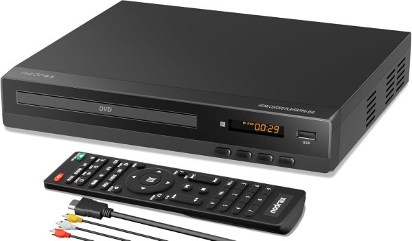 FlexaPlay Region-Free HDMI DVD Player for TV – 1080p Upscaling, USB Port, DVD/CD/MP3 Multi-Format Playback – Ultra-Compact Mini Design, Includes HDMI/RCA Cables, Remote Control