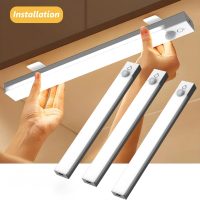 Under Cabinet Lighting 8 Inches Rechargeable Motion Sensor Light Indoor, 3 Color Dimmable Closet Light Battery Operated, USB Stick on LED Magnetic Under Counter Lights for Kitchen Stair, 3 Packs - Image 9