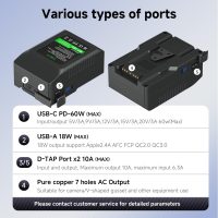 185Wh Mini V Mount Battery, 12500mAh V Lock Battery Support PD 60W Fast Charging with USB-C, D-TAP, USB-A, AC Output Port for Video Broadcast Camera Camcorder Monitor Video Light - Image 8