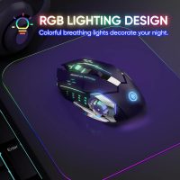 Wireless Gaming Mouse Bluetooth Mouse RGB Rechargeable 2.4G USB Cordless Computer Mice with 7 Color Backlit, 6 Buttons & Silent Click for Laptop, iPad, Mac OS, PC, Windows -Black - Image 3