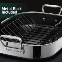 HexClad Hybrid Nonstick Small Roasting Pan with Rack, Dishwasher-Friendly, Oven-Safe Up to 900°F, Compatible with All Cooktops - Image 3