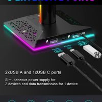 VCOM RGB Gaming Headphones Stand with 2 USB and 1 Type-C Ports, Headset Stand with 10 Light Modes and Non-Slip Rubber,Suitable for All Earphone Accessories, Best Gift for Desk Gamers - Image 3