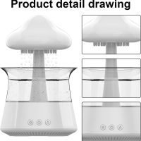 Cloud Rain Humidifier for bedroom with Soothing Rain Sounds - Bedroom Sleep Aid, Waterfall Night Light, Mushroom Design Air Moisturizer for bedroom and living room (White) - Image 3