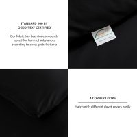 CozyLux Queen Comforter Set Black, 3 Pieces Solid Queen Comforter Breathable Quilted Style Bedding Sets, Luxury Soft Microfiber Down Alternative Comforter for All Season (1 Comforter & 2 Pillowcases) - Image 5