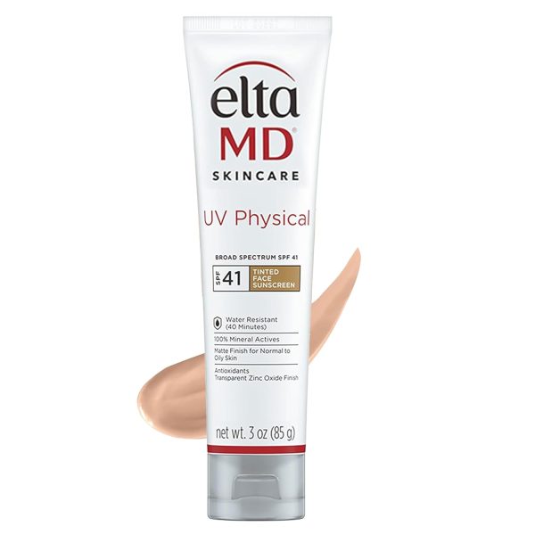 EltaMD UV Physical Tinted Sunscreen for Face, 100% Mineral Active Sunscreen