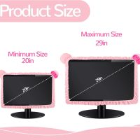 2 Pcs 20''-29'' Kawaii Computer Monitor Cover with Cat Ear Design, Furry Cute Pink Monitor Dust Cover Protector Lovely Monitor Accessories Laptop TV LCD Screen Monitor Decoration for Tablet - Image 2