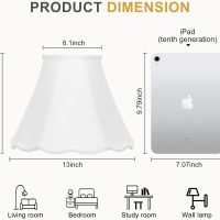 Scalloped Lamp Shades Set of 2, White Lamp Shade with Petal Edge Braid, 6.1"Top x 13"Bottom x 9.6"High, Bell Lamp Shades for Table Lamps Floor Lamps, Spider, Harp Holders Included, Easy Assembly - Image 2