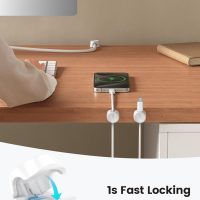 8Pack Cord Organizer [1s Lock] Spring Cable Management Clips - Lamicall Desk Cord Holder, Adhesive Cute Round Cable Clip, Phone Charger Wire Organizer Keeper for Nightstand Car Office Accessory, White - Image 2