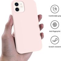 AOTESIER Compatible with iPhone 12 Phone Case and iPhone 12 Pro Case 6.1 inch,Silky Touch Premium Soft Liquid Silicone Rubber Anti-Fingerprint Full-Body Protective Flexible Bumper Case (Chalk Pink) - Image 6