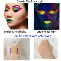 12 PCS Glow Face Body Paint, Glow In The Dark Under UV Black Light Sticks Makeup Neon Face Painting Kits for Adult Halloween Festival Accessory Glow Party Supplies - Image 6