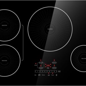 30 Inch Induction Cooktop 4 Burners, Flat Glass Top Electric Stove with Bridge-SYNC, 3 Preset Modes Booster, Timer, Pause, Child Lock, Drop in, 208~240V/40A, Black
