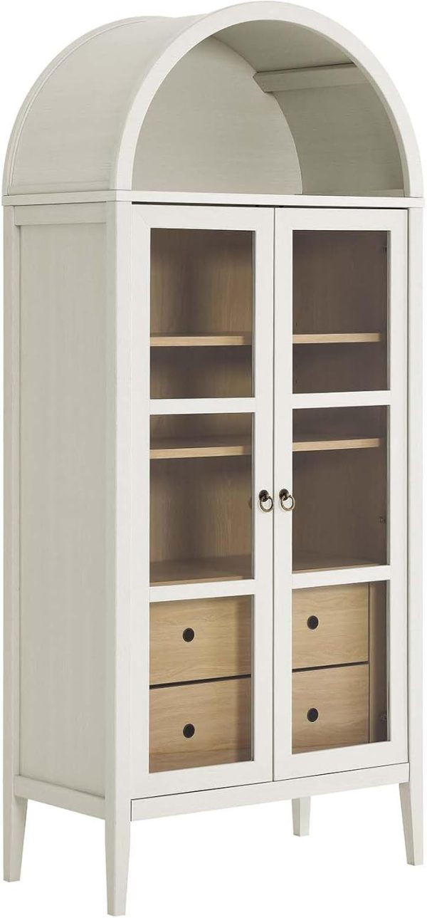 Modway EEI-6639-WHI-OAK Nolan Tall Arched Storage Display Cabinet, White Oak