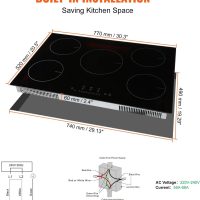 VEVOR Built-in Induction Electric Stove Top 30 Inch,5 Burners Electric Cooktop,9 Power Levels & Sensor Touch Control,Easy to Clean Ceramic Glass Surface,Child Safety Lock,240V - Image 6