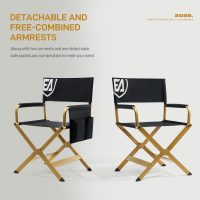EVER ADVANCED Aluminum Directors Chair, Folding Studio Movie Chairs Camping Event Vendor Chair, 19" Seat Height Black Fabric/Golden Frame, Support 350lbs - Image 7