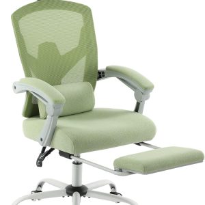 DUMOS Office Desk Chair with Footrest Ergonomic Gaming Chair for Adults Computer Mesh, Lumbar Support,Swivel Reclining with Headrest, Comfy Armrest for Home, Office, Work, Study, Light Green