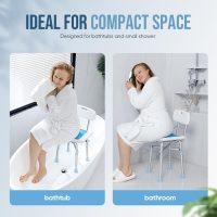 OasisSpace Heavy Duty Shower Chair with Back 500lb, EVA Padded Bath Seat with Height Adjustable Tube- Medical Tool Free Anti-Slip Shower Bench Bathtub Stool for Elderly, Senior, Handicap & Disabled - Image 6