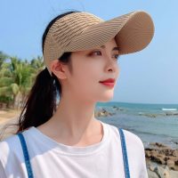 Sun Hat Sunshade Empty Top Spring and Summer Outdoor Sports Ladies Knitted Duckbill Hat - Image 3