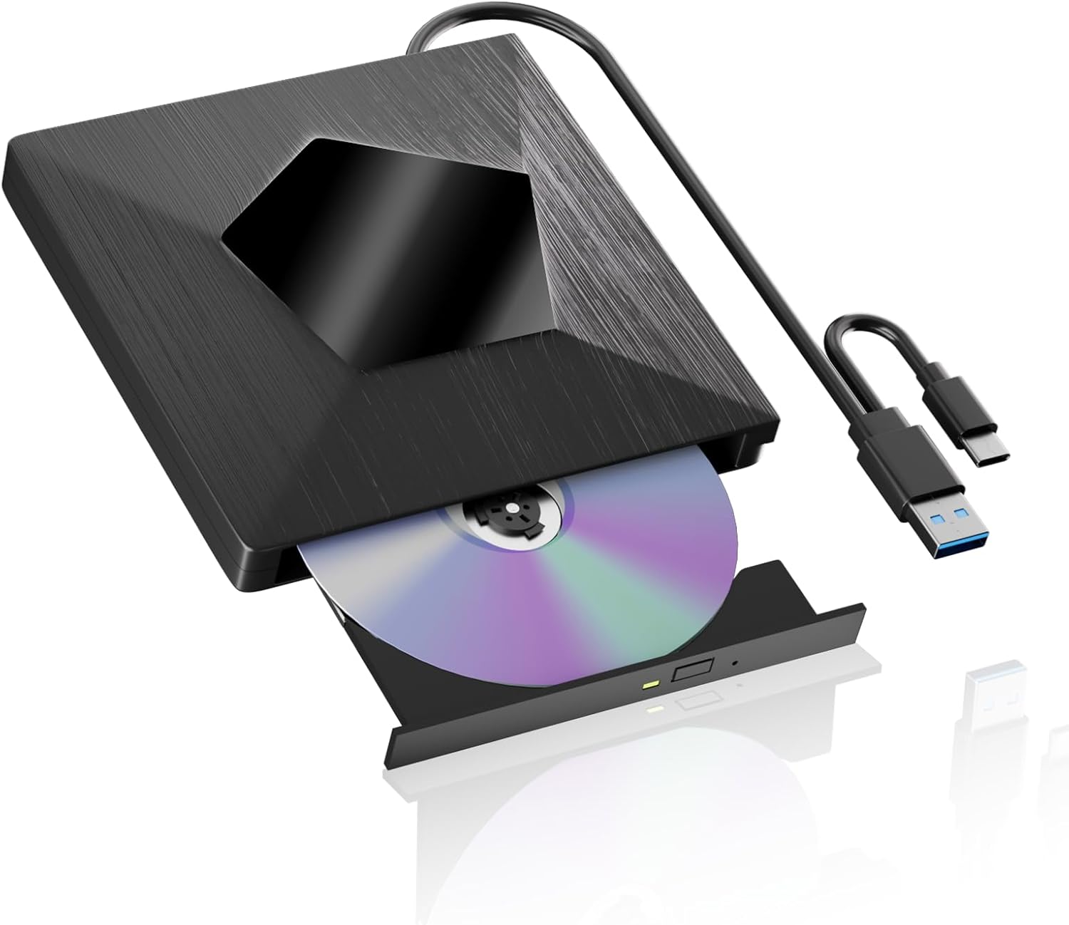 External Blu Ray Drive, External Bluray Burner with USB 3.0 & Type-C, External Bluray CD DVD Reader, Bluray Writer for PC, USB External Blu-ray Drives for Windows XP/7/8/10/11 MacOS
