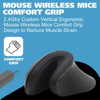 Ergonomic Mouse, Vertical Wireless Mouse - 2.4ghz Optical Vertical Mice, Comfort Grip Design to Reduce Muscle Strain, Buttons Wireless Mouse for Laptop, Desktop, Pc, Macbook – Black - Image 2