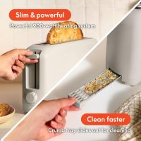bella 2 Slice Slim Toaster, Fits-anywhere™ Kitchenware, 6 Setting Shade Control with Reheat & Cancel Buttons, Fits sourdough, 10” Long Slot, Anti Jam & Auto Shutoff, 900 Watt, Oatmilk - Image 4