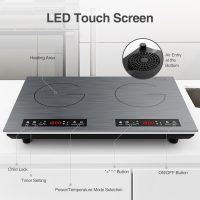 VBGK Double Induction Cooktop, 24 inch 4000W Electric cooktop with hot plate, induction stove top with LED Touch Screen 9 Levels Settings with Child Safety Lock & Timer 110V Induction cooktop 2 burner - Image 7