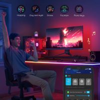 Govee RGBIC Gaming Lights, 10ft Neon Rope Lights Soft Lighting for Gaming Desks, LED Strip Lights Syncing with Razer Chroma, Support Cutting, Smart App Control, Music Sync, Adapter (Only 2.4G Wi-Fi) - Image 8