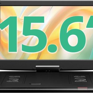YOTON 17.5" Portable DVD Player with 15.6" HD Swivel Screen for Car and Kids, 4-6 Hours Working Time with Built-in Battery, Dual Stereo Speakers, USB/SD/AV/Audio/Gamepad Support [Not Support Blu-Ray]
