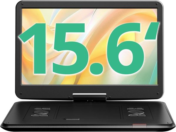 YOTON 17.5" Portable DVD Player with 15.6" HD Swivel Screen for Car and Kids, 4-6 Hours Working Time with Built-in Battery, Dual Stereo Speakers, USB/SD/AV/Audio/Gamepad Support [Not Support Blu-Ray]