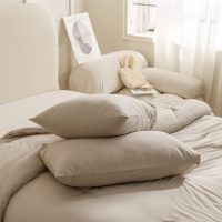 ROSGONIA Queen Comforter Set Oatmeal, 3pcs(1 Boho Oatmeal Comforter & 2 Pillowcases) All Season Soft Bedding Lightweight Bedspread Blanket Quilt - Image 6