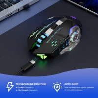 Wireless Gaming Mouse Bluetooth Mouse RGB Rechargeable 2.4G USB Cordless Computer Mice with 7 Color Backlit, 6 Buttons & Silent Click for Laptop, iPad, Mac OS, PC, Windows -Black - Image 6
