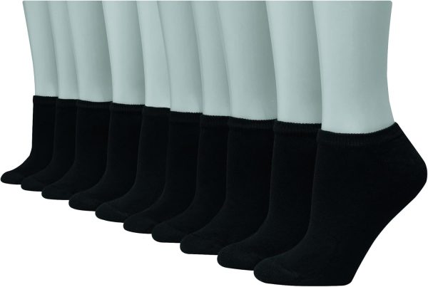 Hanes Women's Value, No Show Soft Moisture-wicking Socks, Available in 10 and 14-packs