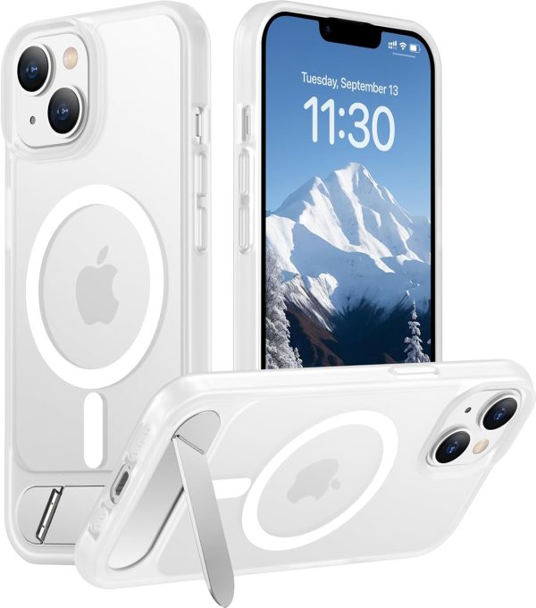 Temdan Magnetic Compatible with iPhone 14 Case/iPhone 13 Case,[Built-in Invisible Kickstand][Compatible with MagSafe][Military Grade Shockproof] Slim Translucent Matte Phone Case for iPhone 14/13 6.1"