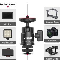 Mini Ball Head, ULANZI H28 Panoramic Tripod Head + Dual Hot Shoe Mount DSLR Camera Mount Adapter Photograph Attachment Accessories for Action Cameras Cam Smartphone Light Microphone Loading 5.5lb - Image 5