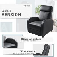Homall Modern Recliner Chair Padded Seat Pu Leather for Living Room Single Sofa Recliner Seat Club Chair Home Theater Seating (Black) - Image 7
