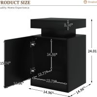 oneinmil Nightstand Set of 2 with LED Lights,Night Stand with Storage Cabinet for Bedroom,Bedside Table with LED, Black - Image 2
