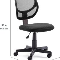 Amazon Basics Rolling Desk Chair, Adjustable, Low Back, Padded Seat, Breathable Mesh, Swivel, Black, 21.25" D x 22.5" W x 38" H - Image 3