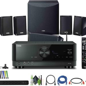 Yamaha YHT-5960U 5.1-Channel Home Theater System for TV Surround Sound System with 8" 100W Powered Subwoofer and 8K HDMI and MusicCast Bundle with Accessories