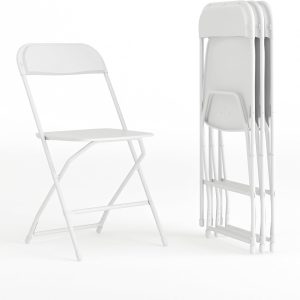 Flash Furniture Hercules Series Plastic Folding Chair - White - 4 Pack 650LB Weight Capacity Comfortable Event Chair-Lightweight Folding Chair